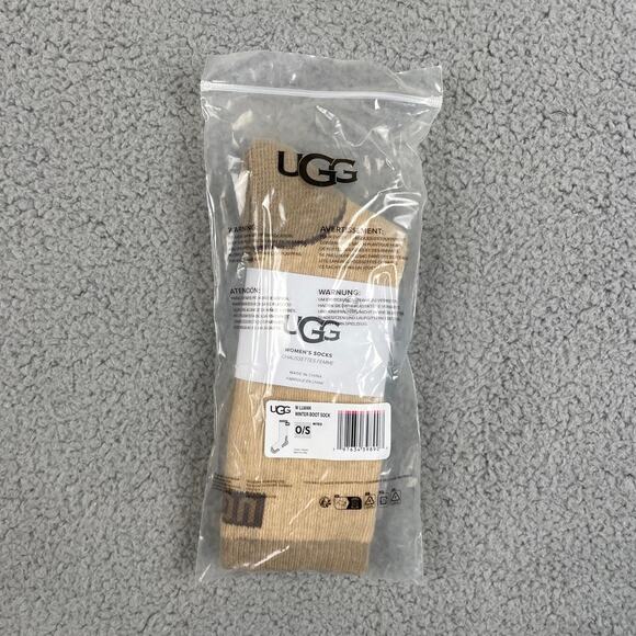 UGG Women's OS Mustard Seed Brown Wool Nylon Polyester Luann Winter Boot Sock - Picture 1 of 11